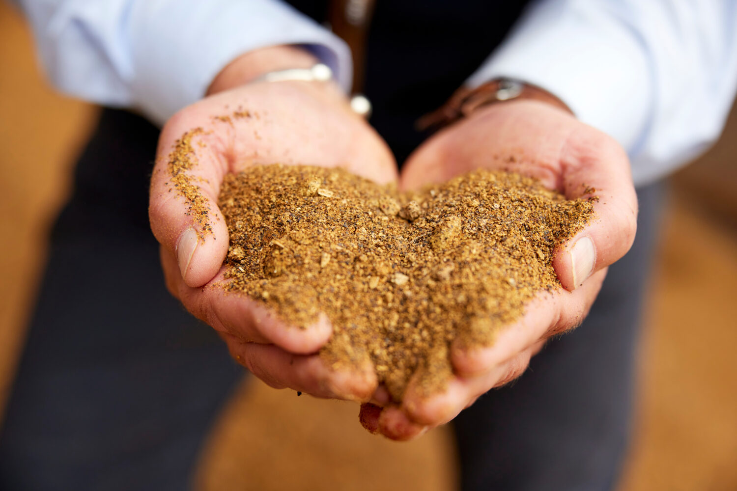 Hands holding feed product in heart shape